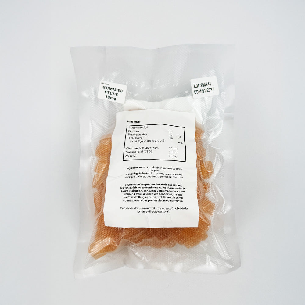 Sachet sous vide de gummies au THC oranges